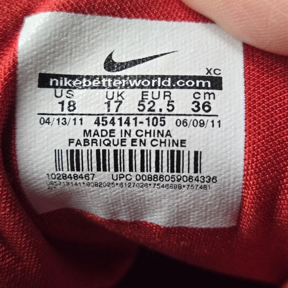 Nike LeBron Shoes Mens Size 18 White Red Mid Top Basketball 454141-105 Sneakers
